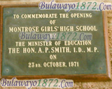 Commemoration, Montrose high school bulawayo